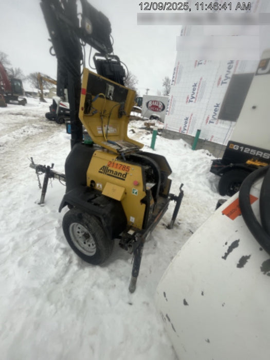 2022 Allmand NLV3GR (4) LED Light Fixture 350W, 23' Vertical Mast, 3kW Prime, Towable, Deep Sea L401, Leveling Jacks, Yanmar T4F 5.8hp