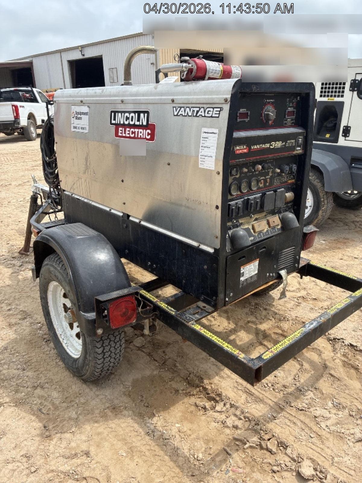 2019 Lincoln Electric Vantage 322 Ready-Pak 3, Two Wheel Trailer, Fender and Light Kit, Cable Rack