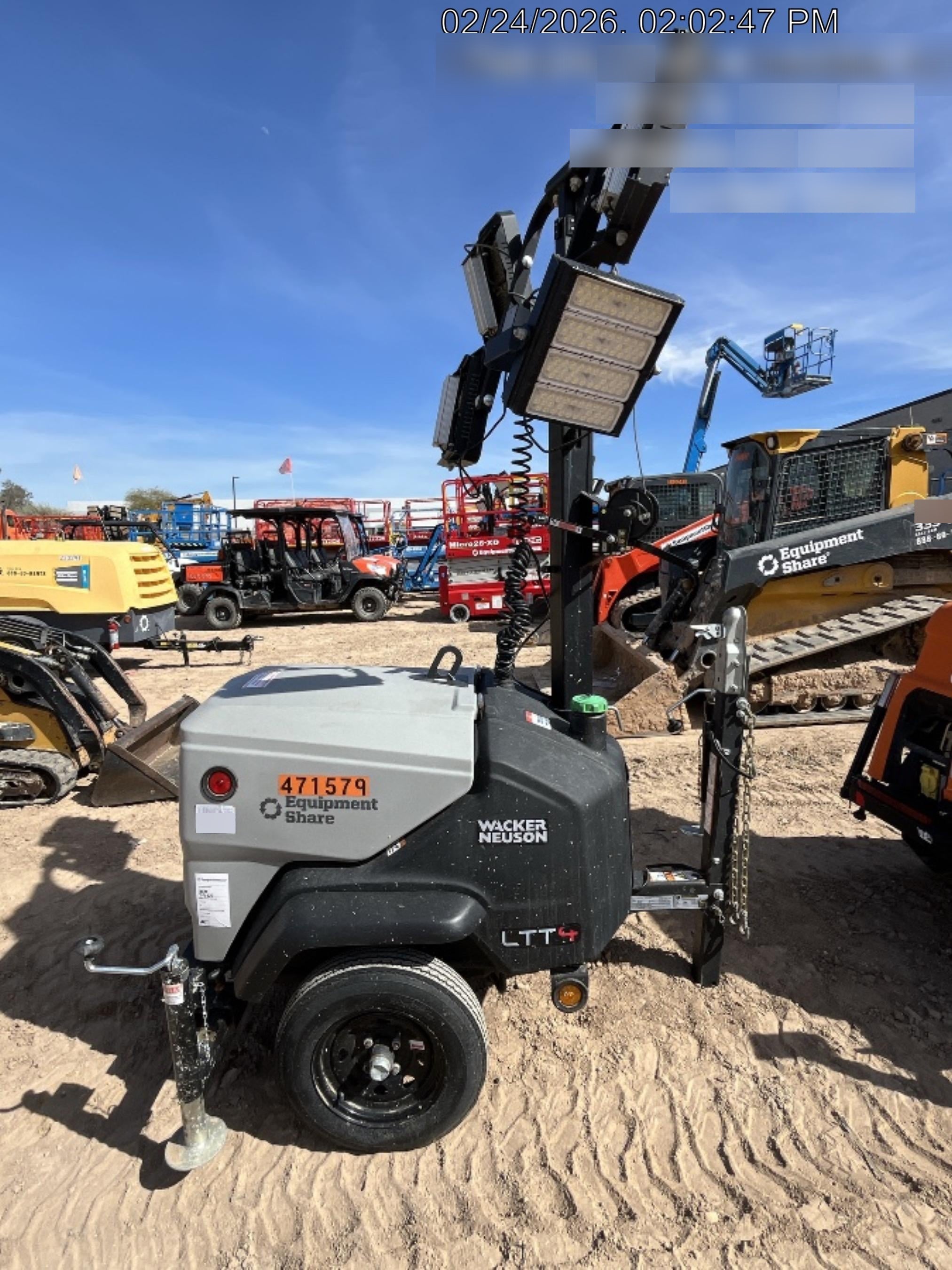 2024 Wacker Neuson LTT4 Diesel, Kohler KDW702, Deep Sea Controller, Auto Start, LED 320W, Bypass Outlet, T3