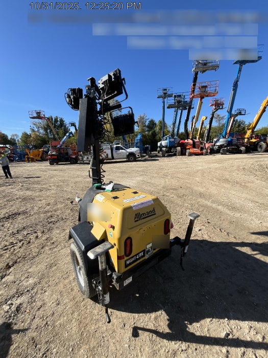 2022 Allmand NLV3GR (4) LED Light Fixture 350W, 23' Vertical Mast, 3kW Prime, Towable, Deep Sea L401, Leveling Jacks, Yanmar T4F 5.8hp