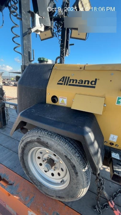 2022 Allmand NLV3GR (4) LED Light Fixture 350W, 23' Vertical Mast, 3kW Prime, Towable, Deep Sea L401, Leveling Jacks, Yanmar T4F 5.8hp