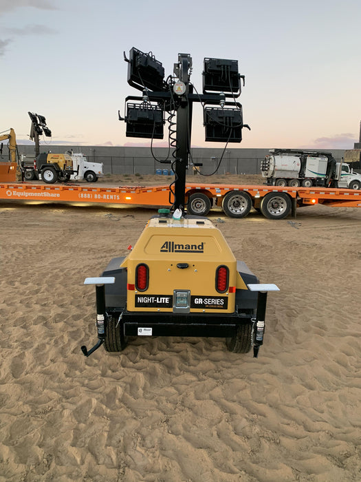 2021 Allmand NLV3GR (4) LED Light Fixture 350W, 23' Vertical Mast, 3kW Prime, Towable, Deep Sea L401, Leveling Jacks, Yanmar T4F 5.8hp