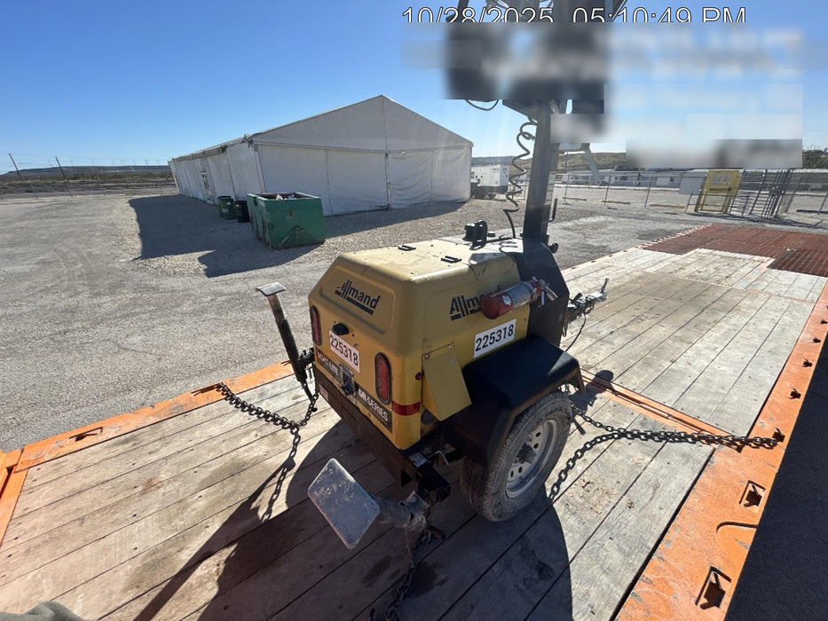 2022 Allmand NLV3GR (4) LED Light Fixture 350W, 23' Vertical Mast, 3kW Prime, Towable, Deep Sea L401, Leveling Jacks, Yanmar T4F 5.8hp