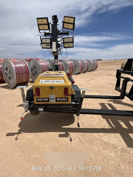 2021 Allmand NLV3GR (4) LED Light Fixture 350W, 23' Vertical Mast, 3kW Prime, Towable, Deep Sea L401, Leveling Jacks, Yanmar T4F 5.8hp