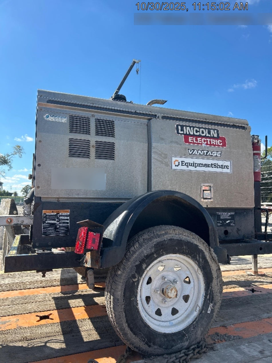 2019 Lincoln Electric Vantage 322 Welder Ready-Pak 3, Two wheel trailer, Fender and Light kit, Cable Rack