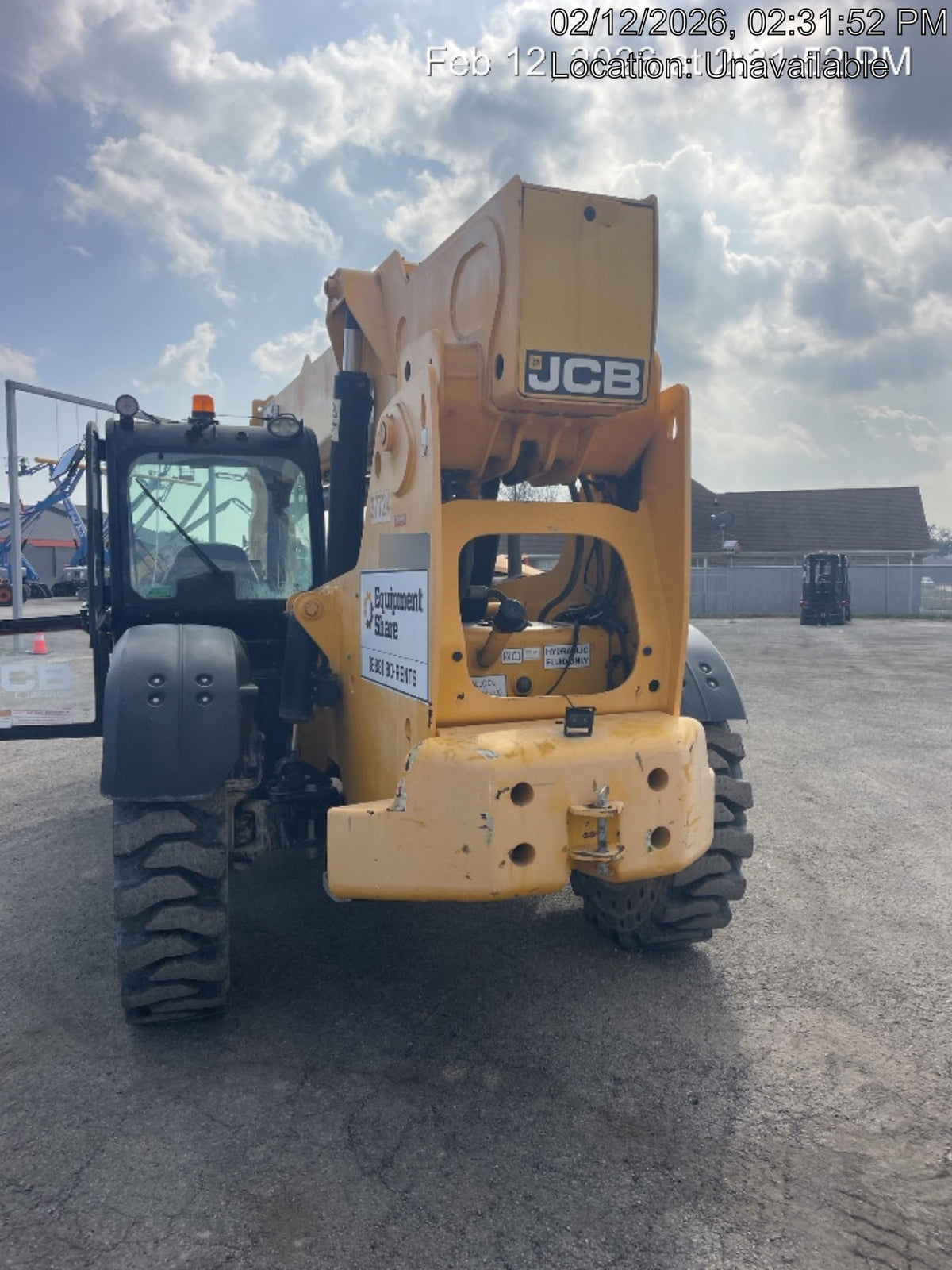 2019 JCB 510-56 74 HP w/CAB/HVAC, Beacon, Worklights, Aux Hydraulics, Solid Tires 66" Carriage/60" Forks