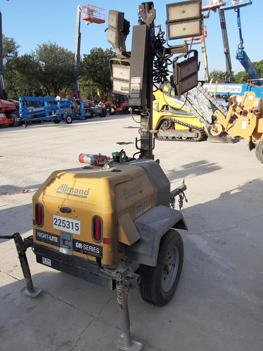 2022 Allmand NLV3GR (4) LED Light Fixture 350W, 23' Vertical Mast, 3kW Prime, Towable, Deep Sea L401, Leveling Jacks, Yanmar T4F 5.8hp