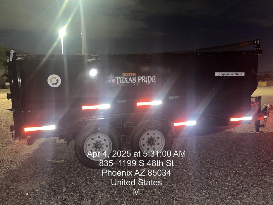 2025 TEXAS PRIDE TRAILERS 14'L x 7'W 5 Cu Yd Trunnion Hydraulic Dump