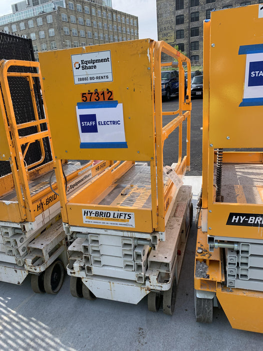 Custom Equipment HB-1430 Hy-Brid Scissor Lift
Platform capacity up to 670 lbs
Working height up to 20 ft
Weighs under 1,700 lbs
Non-marking wheels