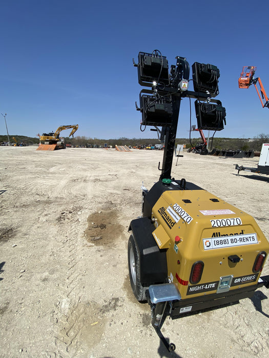 2022 Allmand NLV3GR (4) LED Light Fixture 350W, 23' Vertical Mast, 3kW Prime, Towable, Deep Sea L401, Leveling Jacks, Yanmar T4F 5.8hp