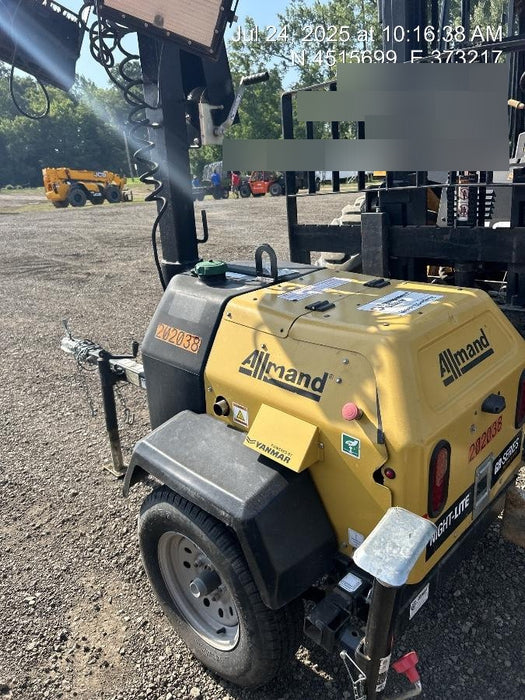 2022 Allmand NLV3GR (4) LED Light Fixture 350W, 23' Vertical Mast, 3kW Prime, Towable, Deep Sea L401, Leveling Jacks, Yanmar T4F 5.8hp