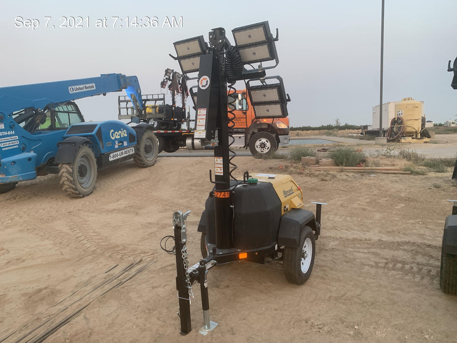 2021 Allmand NLV3GR (4) LED Light Fixture 350W, 23' Vertical Mast, 3kW Prime, Towable, Deep Sea L401, Leveling Jacks, Yanmar T4F 5.8hp