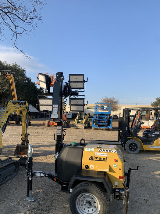 2022 Allmand NLV3GR (4) LED Light Fixture 350W, 23' Vertical Mast, 3kW Prime, Towable, Deep Sea L401, Leveling Jacks, Yanmar T4F 5.8hp