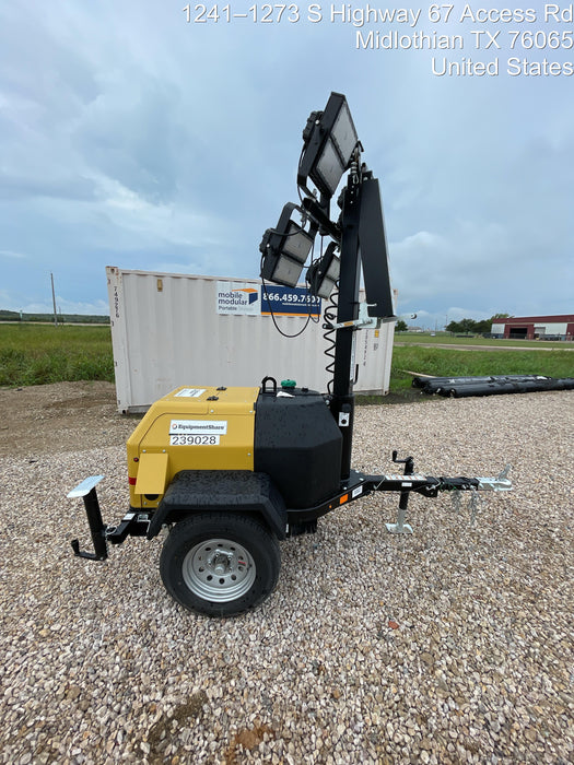 2022 Allmand NLV3GR (4) LED Light Fixture 350W, 23' Vertical Mast, 3kW Prime, Towable, Deep Sea L401, Leveling Jacks, Yanmar T4F 5.8hp