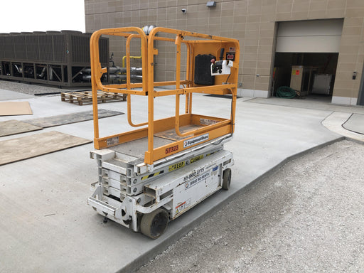 Custom Equipment HB-1430 <ul>
 <li>Hy-Brid Scissor Lift</li>
  <li>Platform capacity up to 670 lbs.</li>
  <li>Working height up to 20 ft</li>
  <li>Weighs under 1,700 lbs.</li>
  <li>Non-marking wheels </li>
</ul>