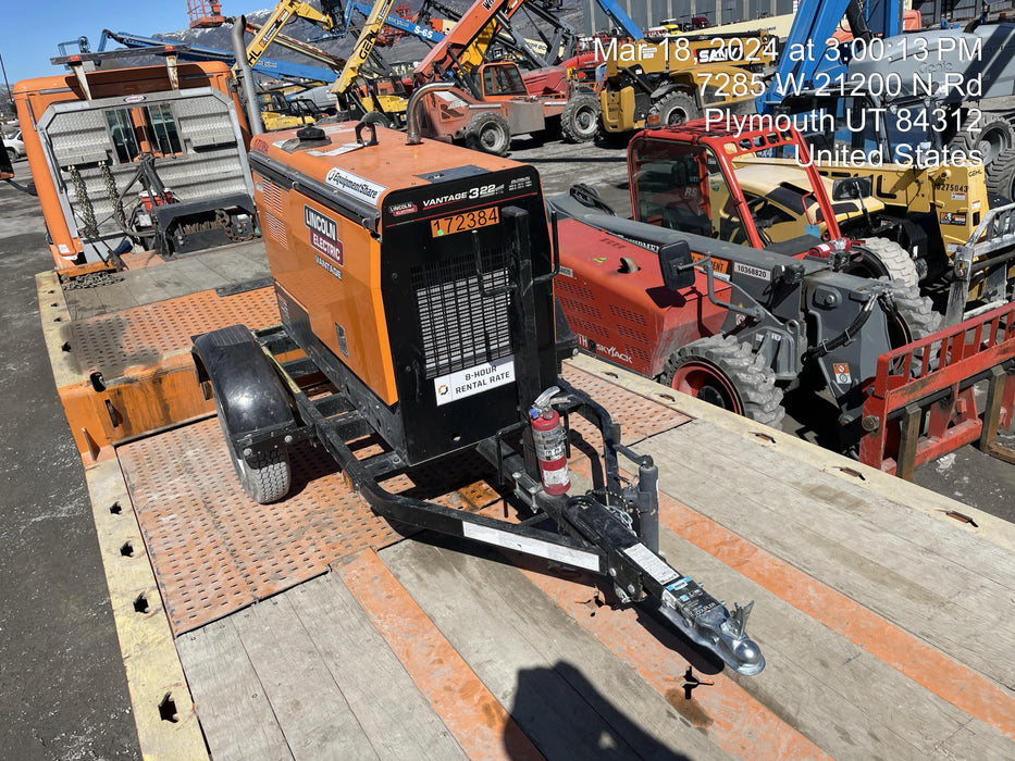 2021 Lincoln Electric Vantage 322 Vantage 322 Ready Pak 3 w/ Decals, ORANGE (includes trailer, cable rack, fender light kit) NO Telematics