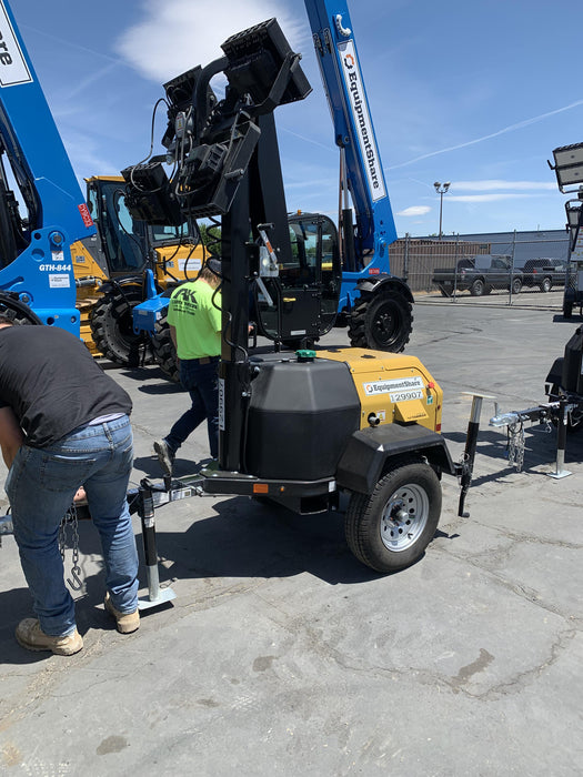 2021 Allmand NLV3GR (4) LED Light Fixture 350W, 23' Vertical Mast, 3kW Prime, Towable, Deep Sea L401, Leveling Jacks, Yanmar T4F 5.8hp