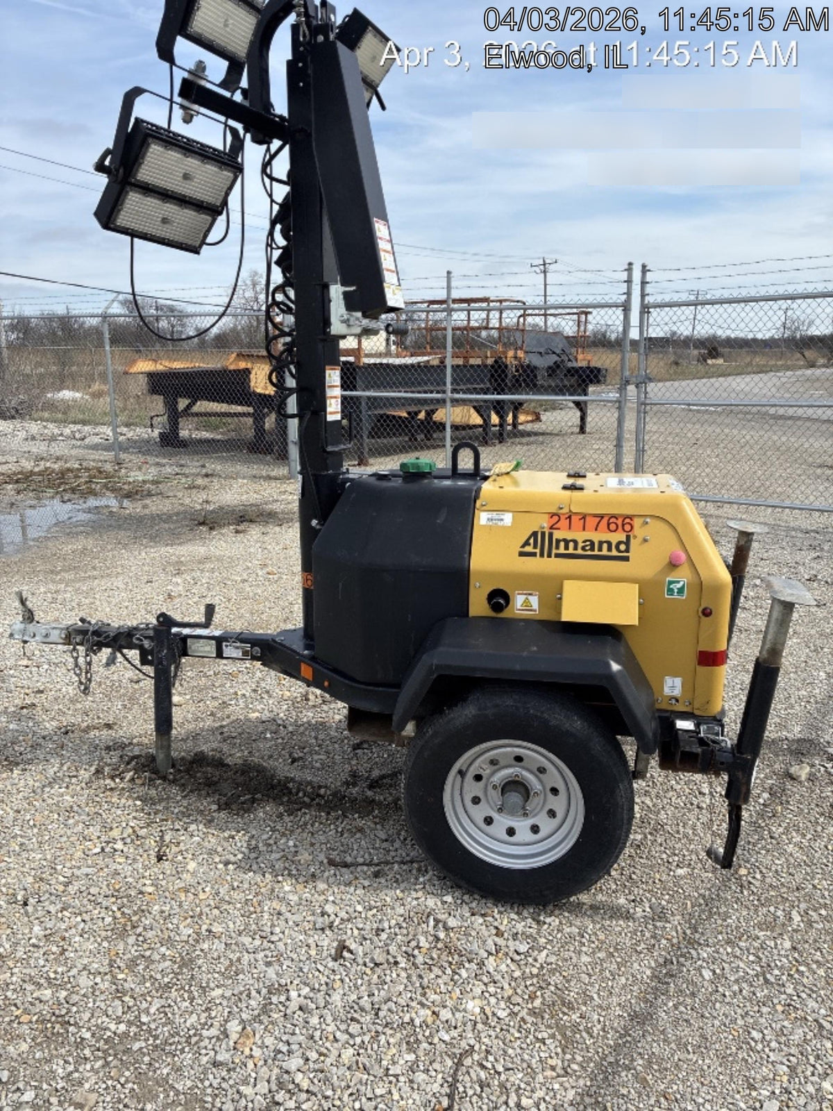 2022 Allmand NLV3GR (4) LED Light Fixture 350W, 23' Vertical Mast, 3kW Prime, Towable, Deep Sea L401, Leveling Jacks, Yanmar T4F 5.8hp