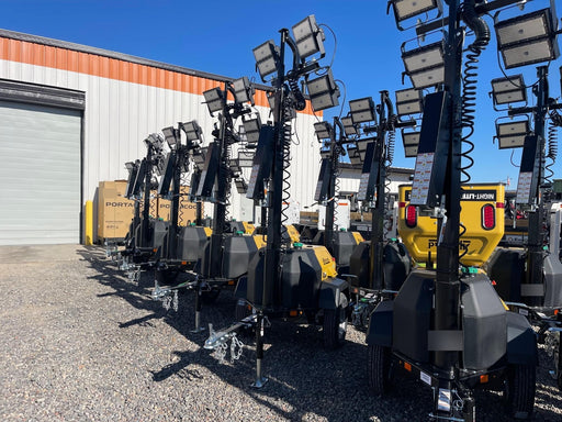 2022 Allmand NLV3GR (4) LED Light Fixture 350W, 23' Vertical Mast, 3kW Prime, Towable, ES Decals, T3