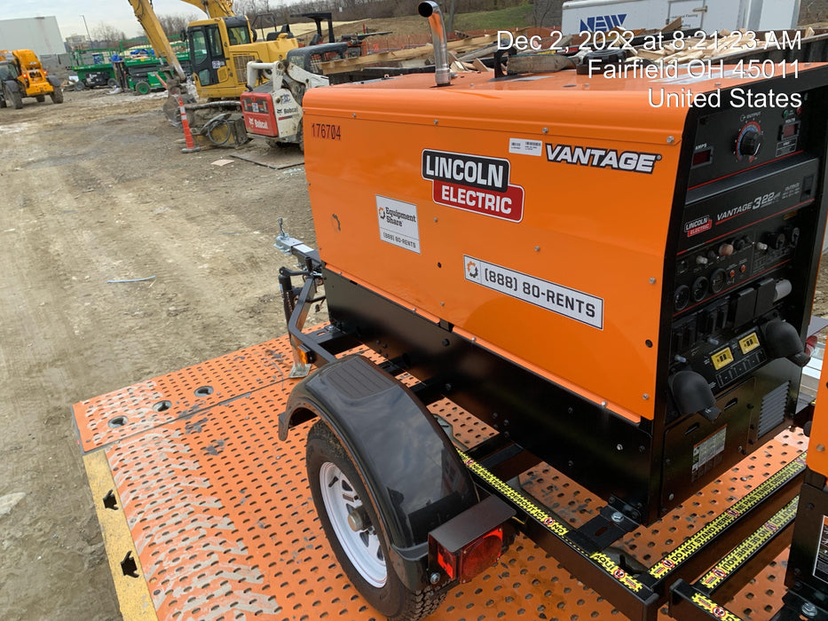 2021 Lincoln Electric Vantage 322 Vantage 322 Ready Pak 3 w/ Decals, ORANGE (includes trailer, cable rack, fender light kit) NO Telematics