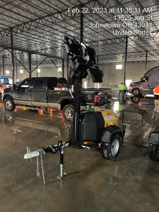 2022 Allmand NLV3GR (4) LED Light Fixture 350W, 23' Vertical Mast, 3kW Prime, Towable, ES Decals, T3