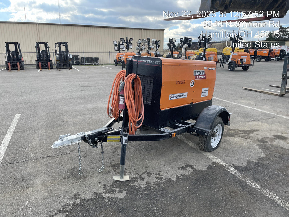 2021 Lincoln Electric Vantage 322 Vantage 322 Ready Pak 3 w/ Decals, ORANGE (includes trailer, cable rack, fender light kit) NO Telematics