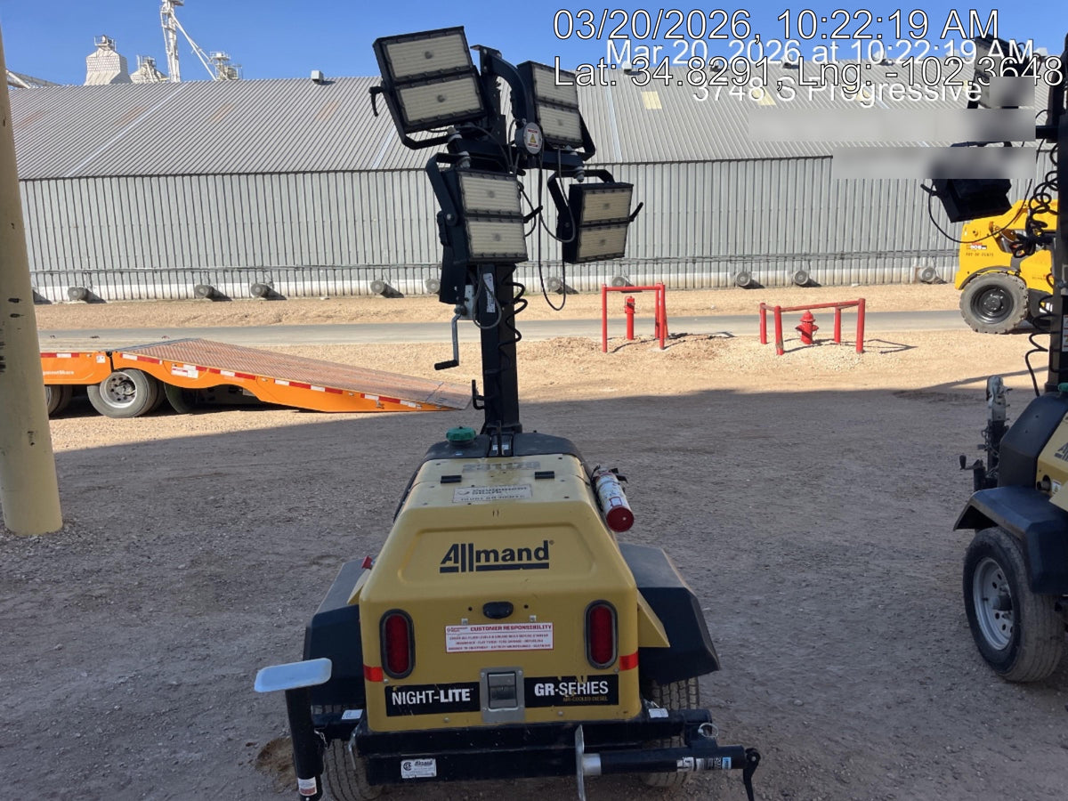2022 Allmand NLV3GR (4) LED Light Fixture 350W, 23' Vertical Mast, 3kW Prime, Towable, Deep Sea L401, Leveling Jacks, Yanmar T4F 5.8hp