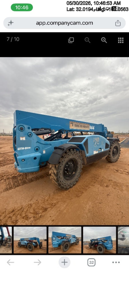 2018 Genie GTH-844 Genie GTH-844 w/Open ROPS, Solid Tires, beacon/work lights, 60" carriage/forks