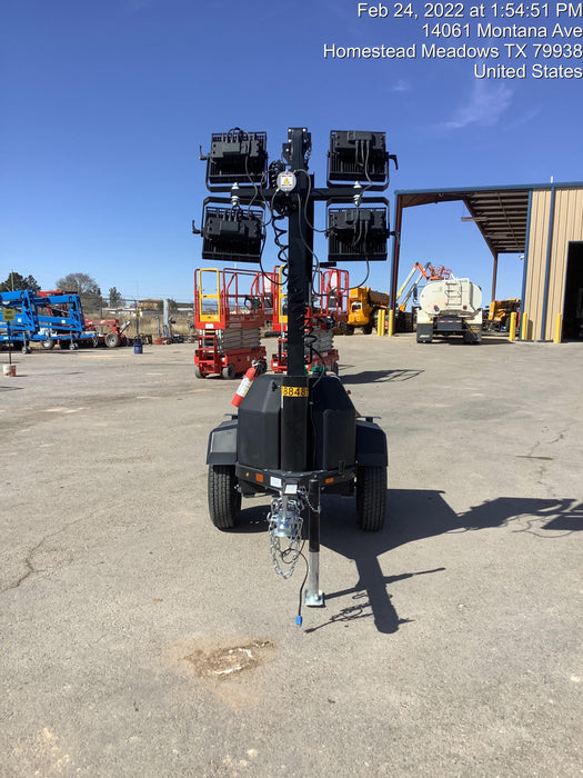 Allmand NLV3GR (4) LED Light Fixture 350W, 23' Vertical Mast, 3kW Prime, Towable, Deep Sea L401, Leveling Jacks, Yanmar T4F 5.8hp