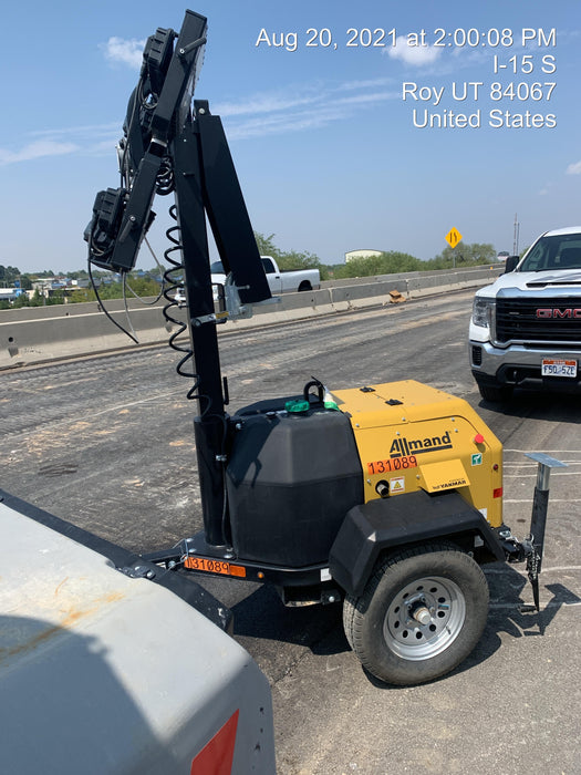 2021 Allmand NLV3GR (4) LED Light Fixture 350W, 23' Vertical Mast, 3kW Prime, Towable, Deep Sea L401, Leveling Jacks, Yanmar T4F 5.8hp