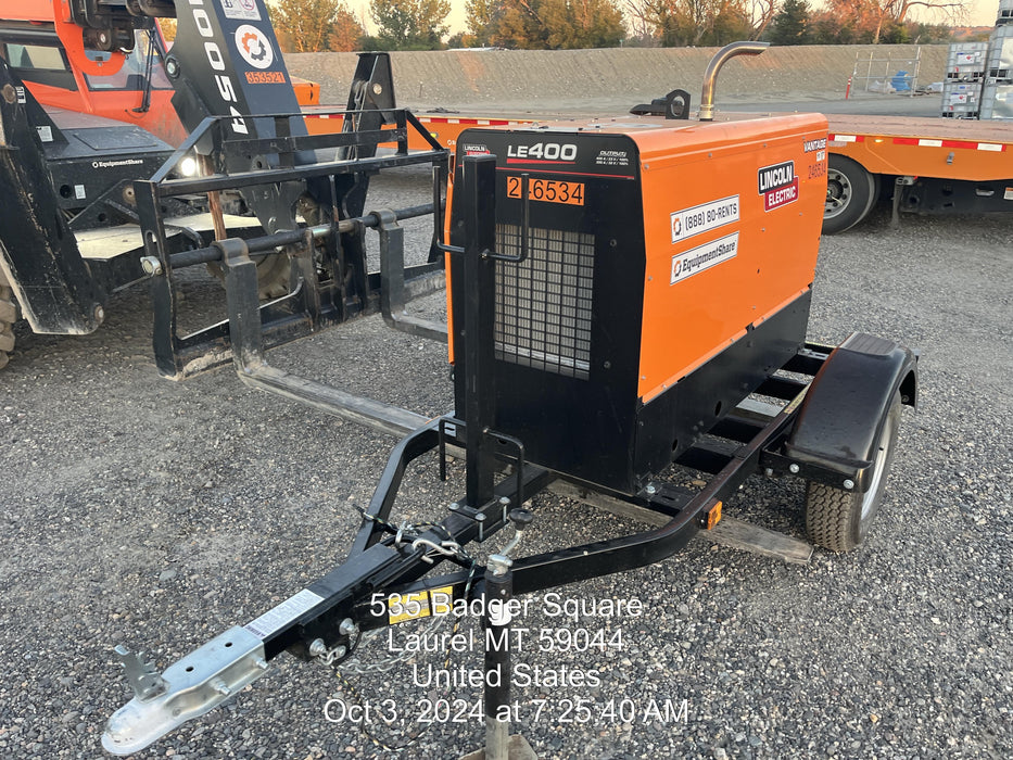 2022 Lincoln Electric LE400 Kubota V1505, Trlr, Cable Rack, Light Kit, ES Decals, T3