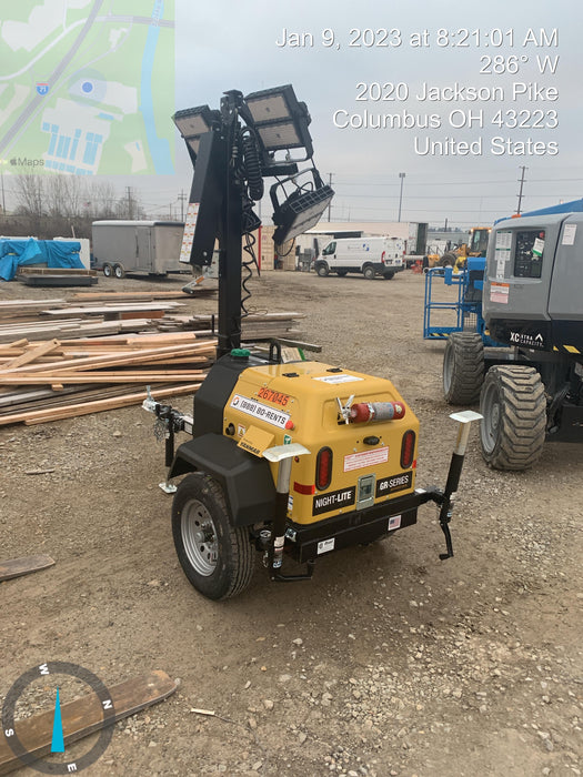 2022 Allmand NLV3GR (4) LED Light Fixture 350W, 23' Vertical Mast, 3kW Prime, Towable, ES Decals, T3