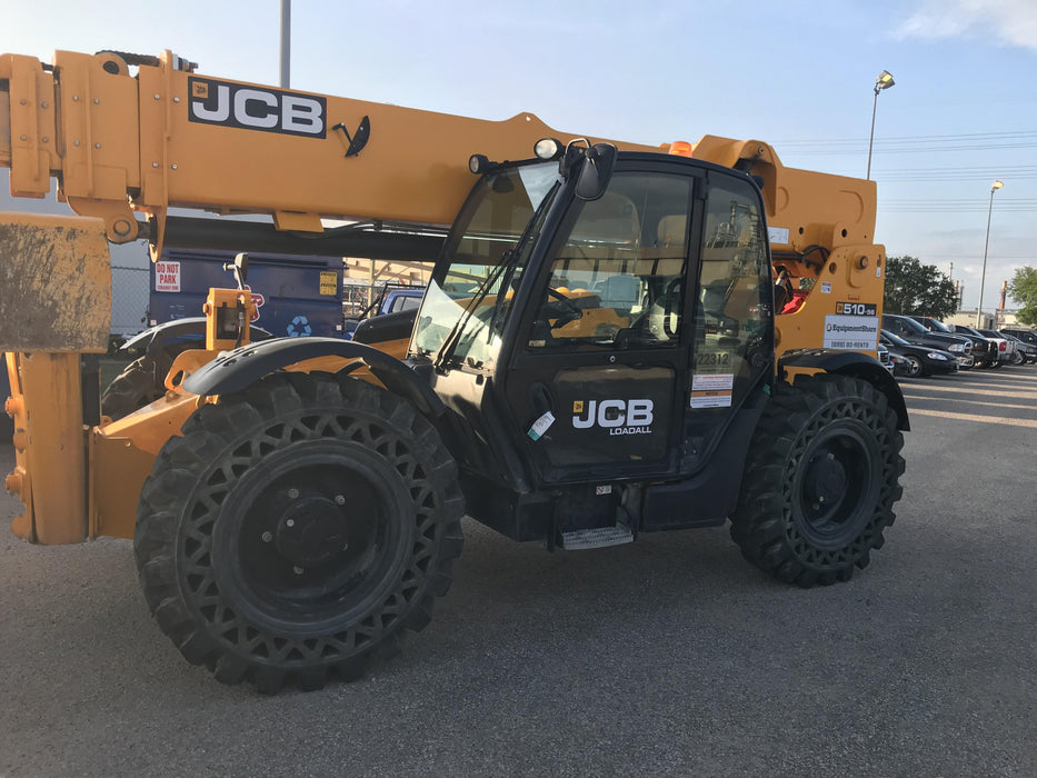 2019 JCB 510-56 JCB 510-56 Telehandler 74 HP w/CAB/HVAC, Beacon, Worklights, Aux Hydraulics, Solid Tires, 72" Carriage/Forks