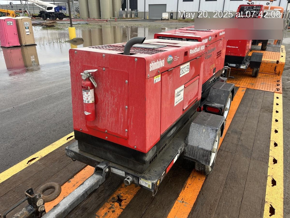2022 Shindaiwa DGW400MDL Kubota D902 Engine, 23 HP, Dual Op Welder, Wire, Arc, Droop Stick, Tig, and CC Stick Functionality, Simulphase, 3 Phase and 1 Phase Gen Output, Single Axle NB Trlr, Slr Trckl Chrg 12V 12W, Fire Ext