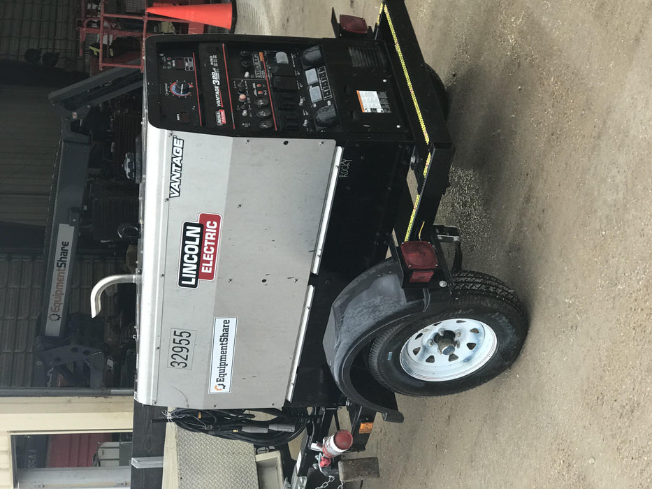 2019 Lincoln Electric Vantage 322 Welder Ready-Pak 3, Two wheel trailer, Fender and Light kit, Cable Rack