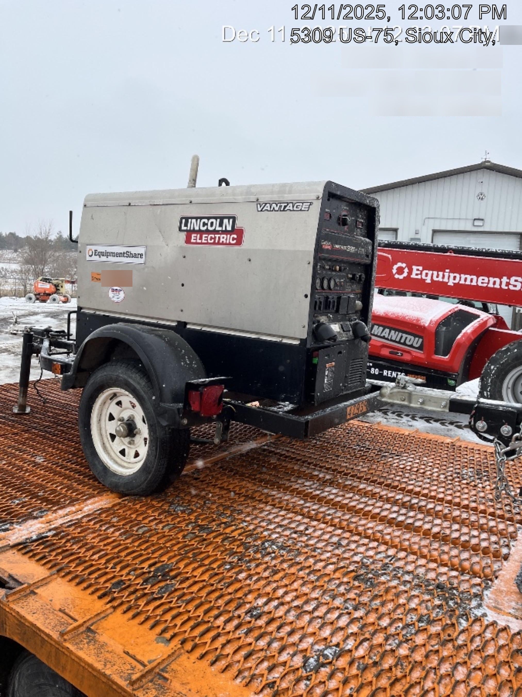 2019 Lincoln Electric Vantage 322 Ready-Pak 3, Two Wheel Trailer, Fender and Light Kit, Cable Rack