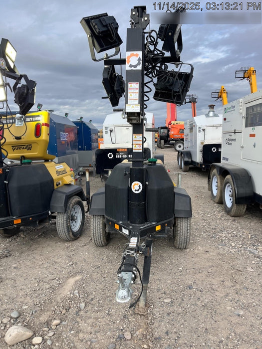 2021 Allmand NLV3GR (4) LED Light Fixture 350W, 23' Vertical Mast, 3kW Prime, Towable, Deep Sea L401, Leveling Jacks, Yanmar T4F 5.8hp