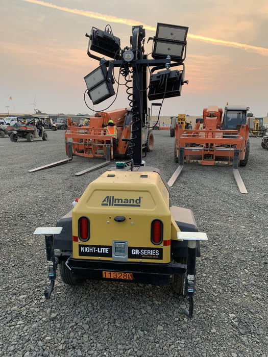 2020 Allmand NLV3GR (4) LED Light Fixture 350W, 23' Vertical Mast, 3kW Prime, Towable, Deep Sea L401, Leveling Jacks, Yanmar T4F 5.8hp