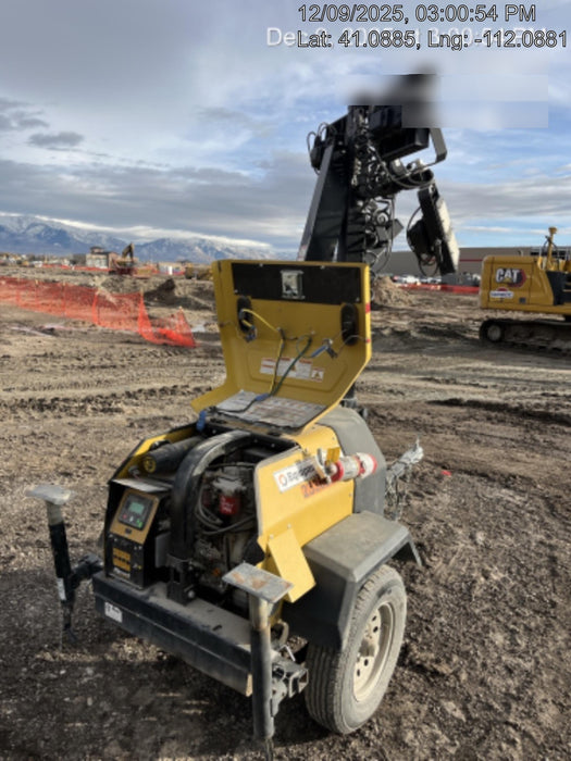 2022 Allmand NLV3GR (4) LED Light Fixture 350W, 23' Vertical Mast, 3kW Prime, Towable, Deep Sea L401, Leveling Jacks, Yanmar T4F 5.8hp