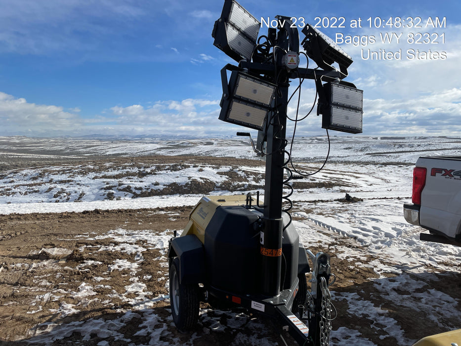 2022 Allmand NLV3GR (4) LED Light Fixture 350W, 23' Vertical Mast, 3kW Prime, Towable, ES Decals, T3