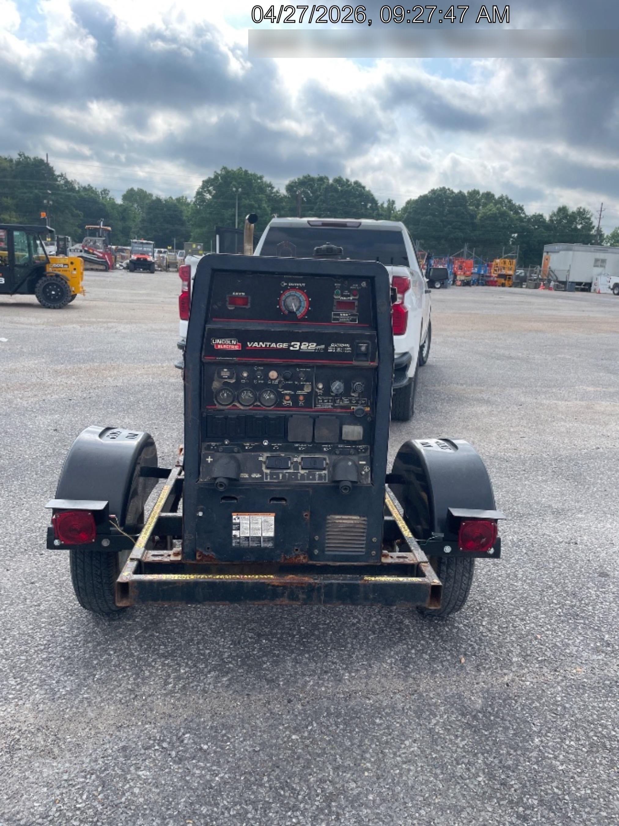 2019 Lincoln Electric Vantage 322 Welder Ready-Pak 3, Two wheel trailer, Fender and Light kit, Cable Rack