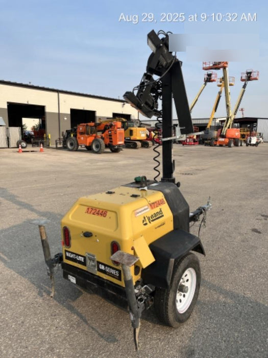 2021 Allmand NLV3GR (4) LED Light Fixture 350W, 23' Vertical Mast, 3kW Prime, Towable, Deep Sea L401, Leveling Jacks, Yanmar T4F 5.8hp