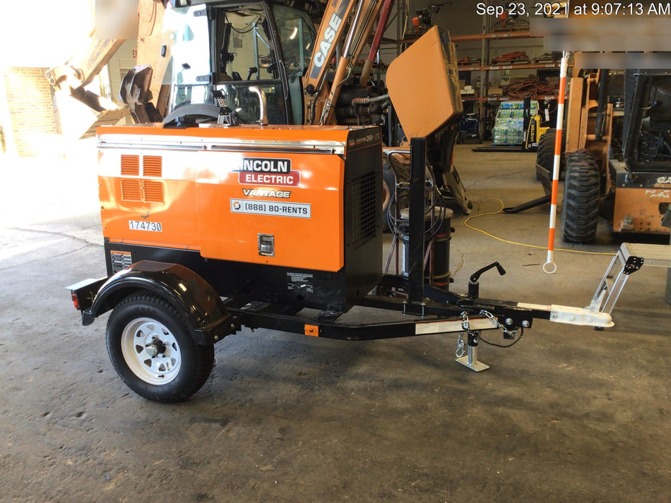 2021 Lincoln Electric Vantage 322 Vantage 322 Ready Pak 3 w/ Decals, ORANGE (includes trailer, cable rack, fender light kit) NO Telematics