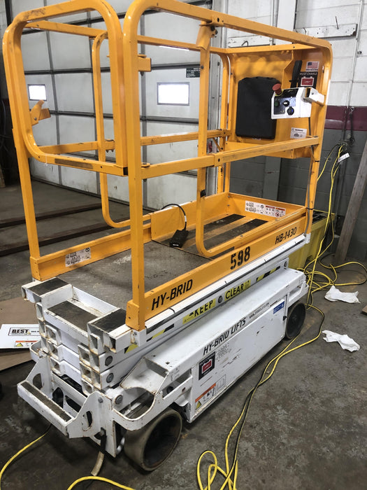 Custom Equipment HB-1430 Hy-Brid Scissor Lift
Platform capacity up to 670 lbs
Working height up to 20 ft
Weighs under 1,700 lbs
Non-marking wheels