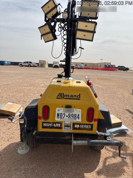 2021 Allmand NLV3GR (4) LED Light Fixture 350W, 23' Vertical Mast, 3kW Prime, Towable, Deep Sea L401, Leveling Jacks, Yanmar T4F 5.8hp