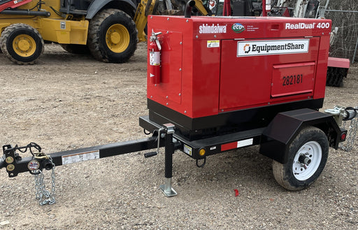 2022 Shindaiwa DGW400MDL Kubota D902 Engine, 23 HP, Dual Op Welder, Wire, Arc, Droop Stick, Tig, and CC Stick Functionality, Simulphase, 3 Phase and 1 Phase Gen Output, Single Axle NB Trlr, Slr Trckl Chrg 12V 12W, Fire Ext