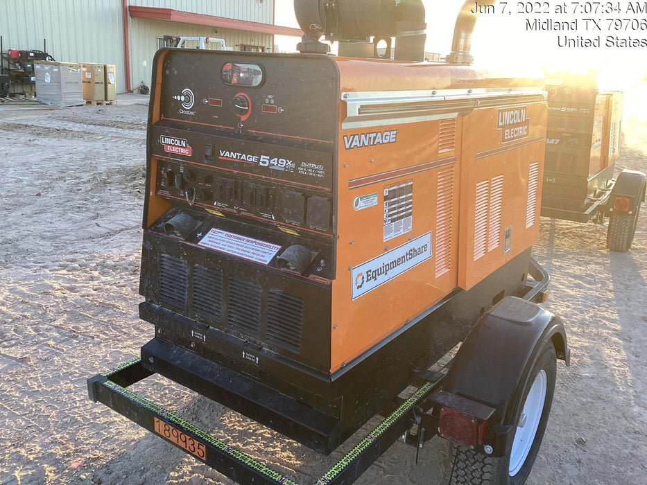 2021 Lincoln Electric Vantage 549X Ready Pak 3, ORANGE (includes trailer, cable rack, fender light kit)