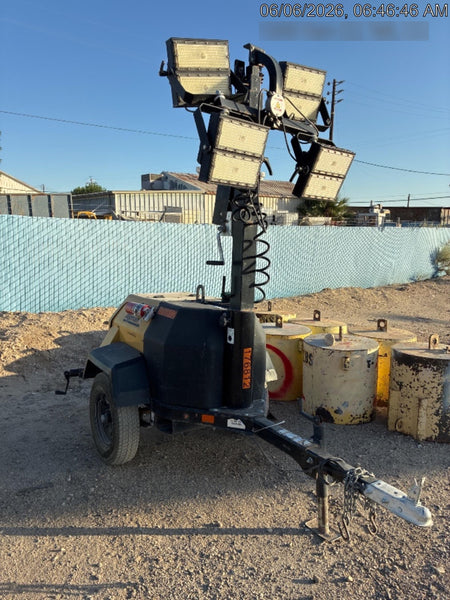 Allmand NLV3GR (4) LED Light Fixture 350W, 23' Vertical Mast, 3kW Prime, Towable, Deep Sea L401, Leveling Jacks, Yanmar T4F 5.8hp