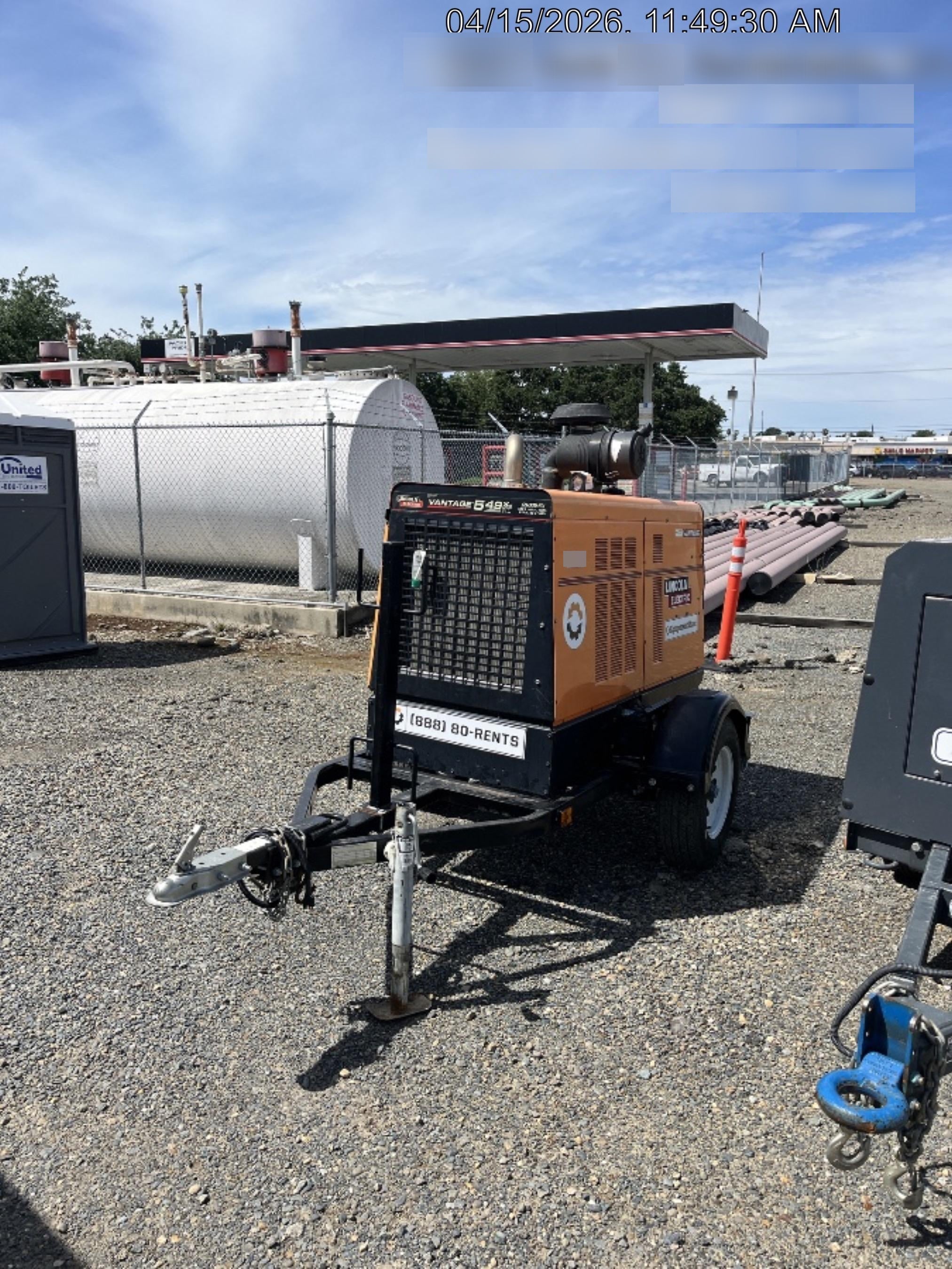 2021 Lincoln Electric Vantage 549X Ready Pak 3, ORANGE (includes trailer, cable rack, fender light kit)