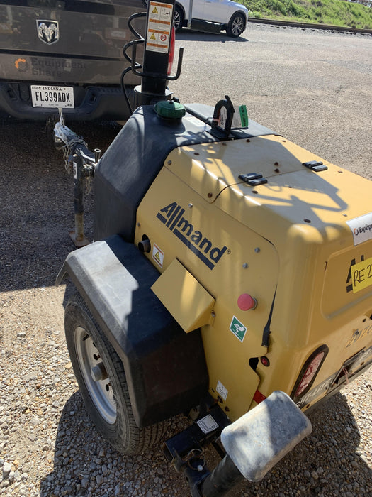 2022 Allmand NLV3GR (4) LED Light Fixture 350W, 23' Vertical Mast, 3kW Prime, Towable, Deep Sea L401, Leveling Jacks, Yanmar T4F 5.8hp